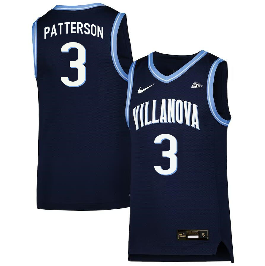 Men #3 Trey Patterson Willanova Wildcats College 2022-23 Basketball Stitched Jerseys Sale-Navy